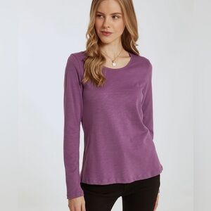Denver Hayes soft long sleeve purple scoop neck top blouse women's size Small